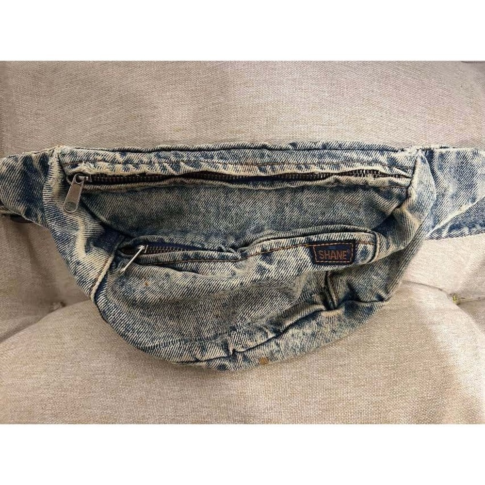 Vintage Shane Acid Wash Denim Fanny Pack Waist Bag Blue Retro 80/90s Adjustable